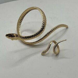 Gold plated Snake set bracelet and ring